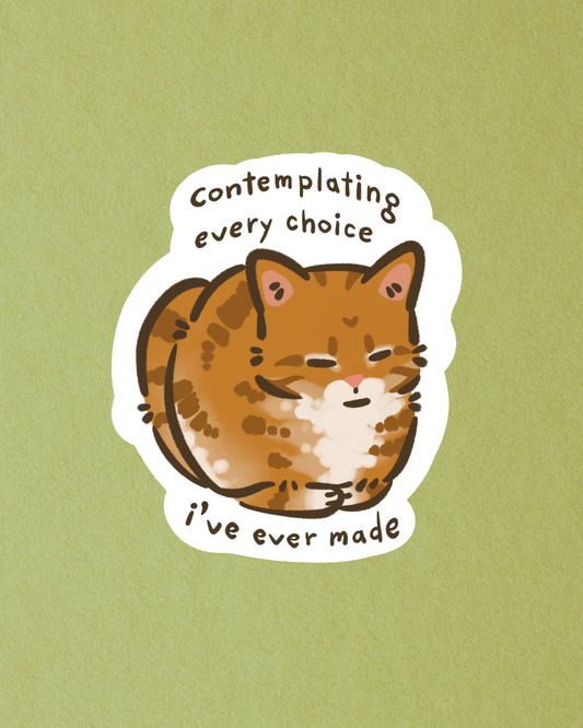 Contemplative Kitty Sticker