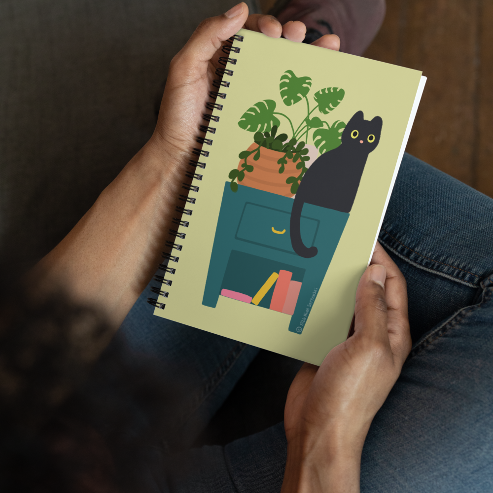 Cat and Plants Spiral Notebook