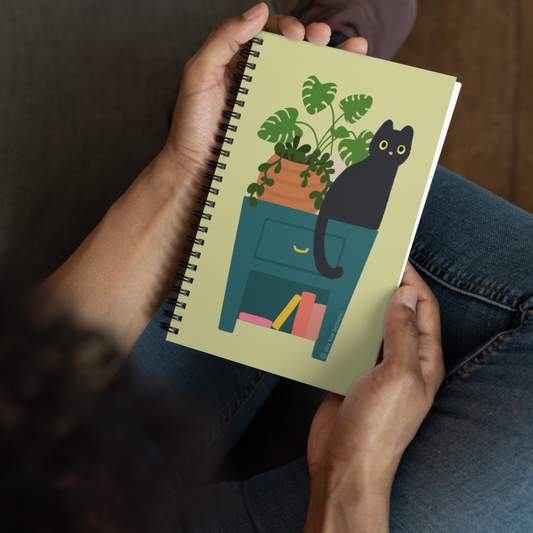 Cat and Plants Spiral Notebook